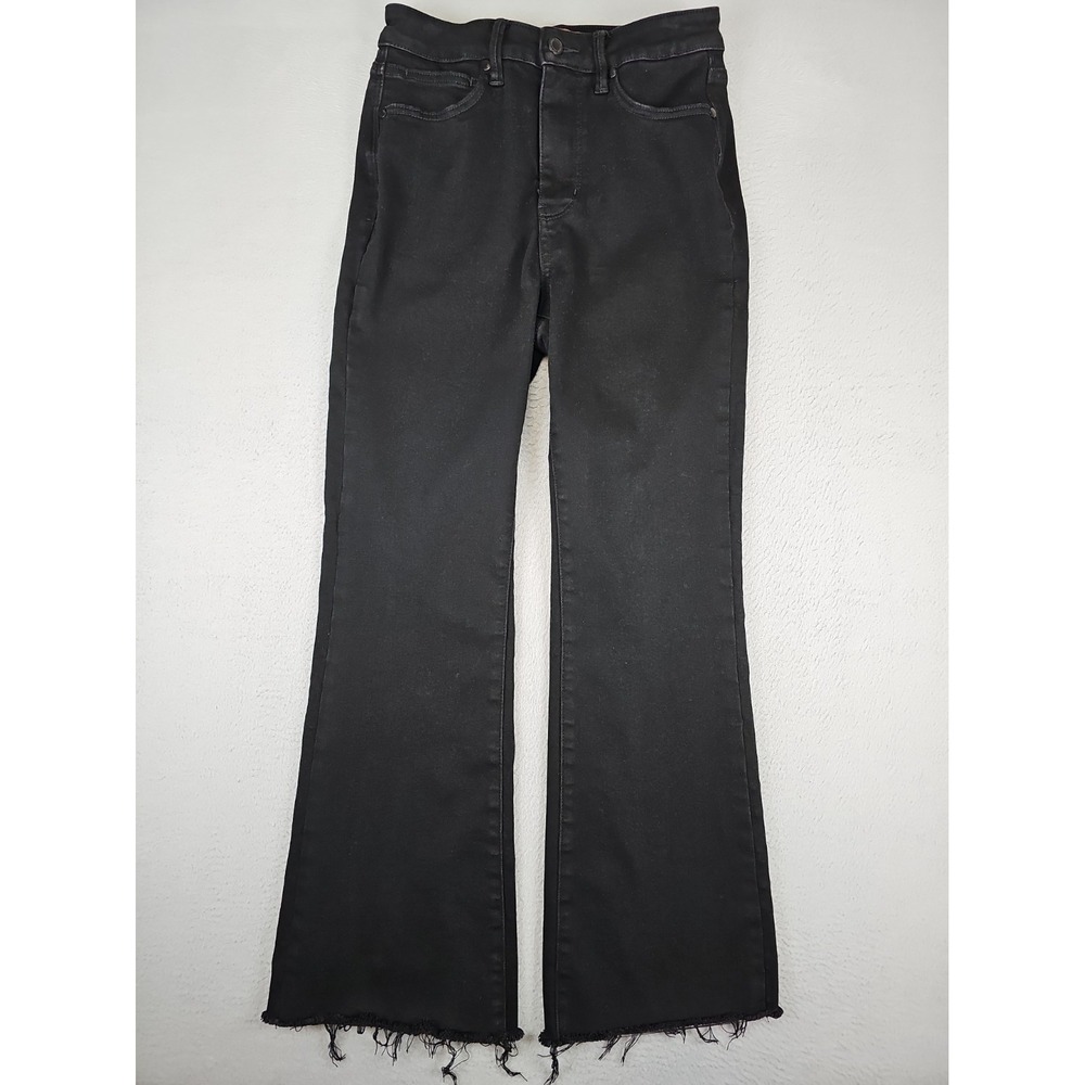 Judy Blue High Rise Bootcut Jeans Size 5/27 27x28 Black Raw Hem JB881184-BK